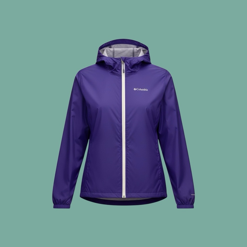 Columbia Girl's Vibrant Purple Rain Jacket, Sizw Large (14/16)